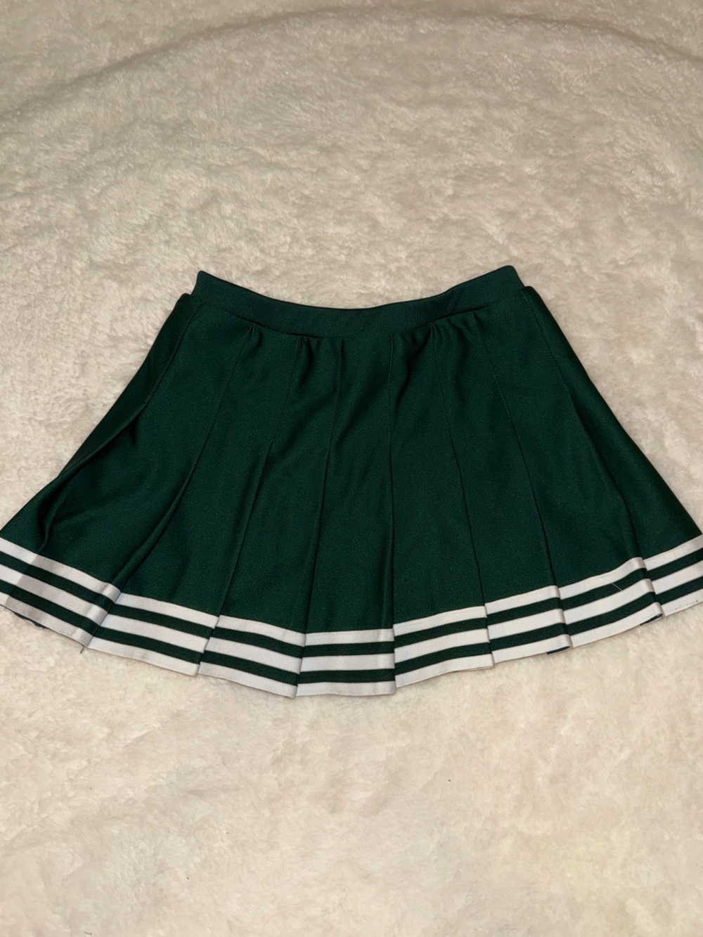 Dark Green Pleated Mini Skirt